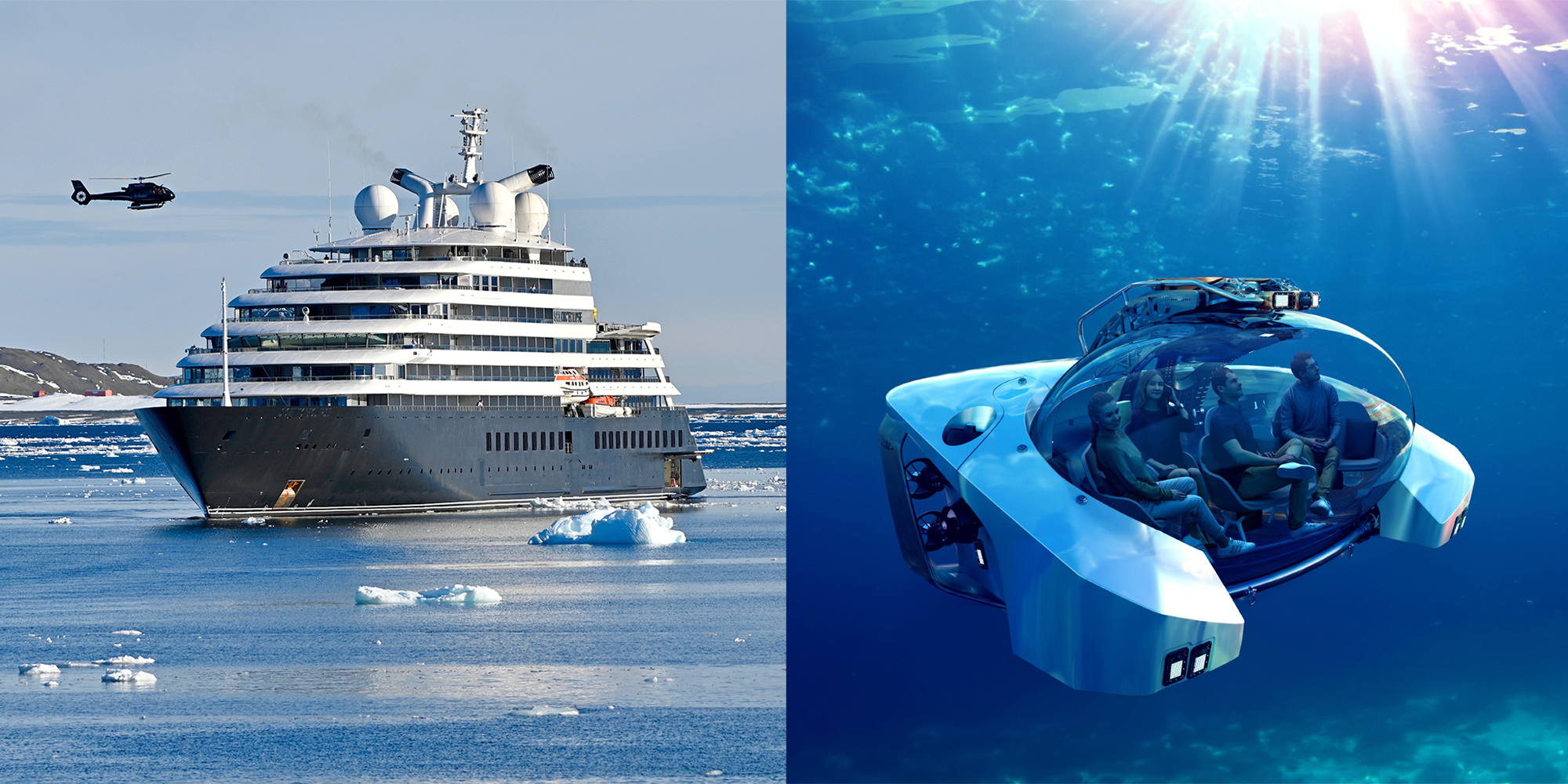 Luksusyacths inkl. helikoptor & ubåd